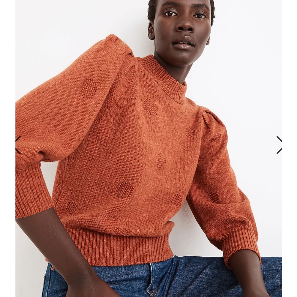Madewell Dotted Eaton Puff-Sleeve Pullover Sweater